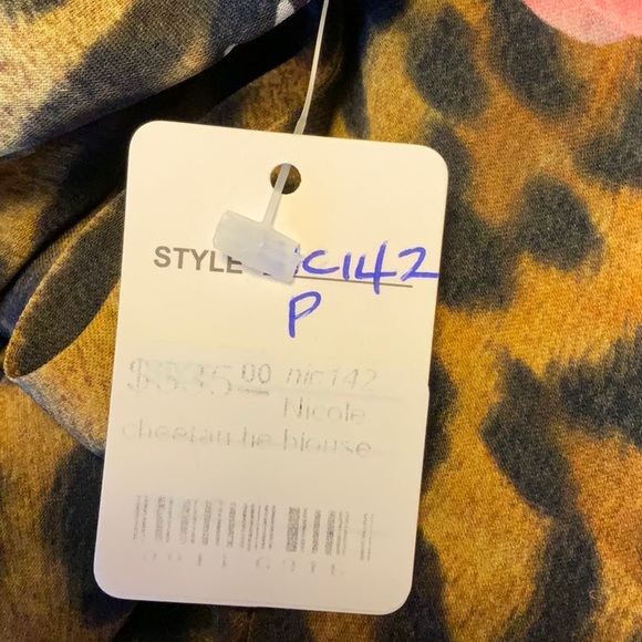 Leopard Print with Pink Flowers Silk-blend Flowing Blouse by Nicole Miller - NWT - Picture 11 of 12